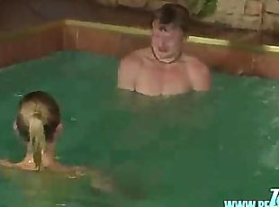 Teenage group sex in the pool