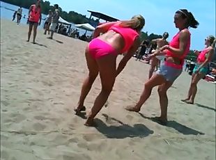 Amazing Blonde Ass Pink Bikini